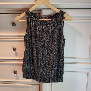Ann Taylor Loft Sleeveless Top Black and White Womens XS Petite